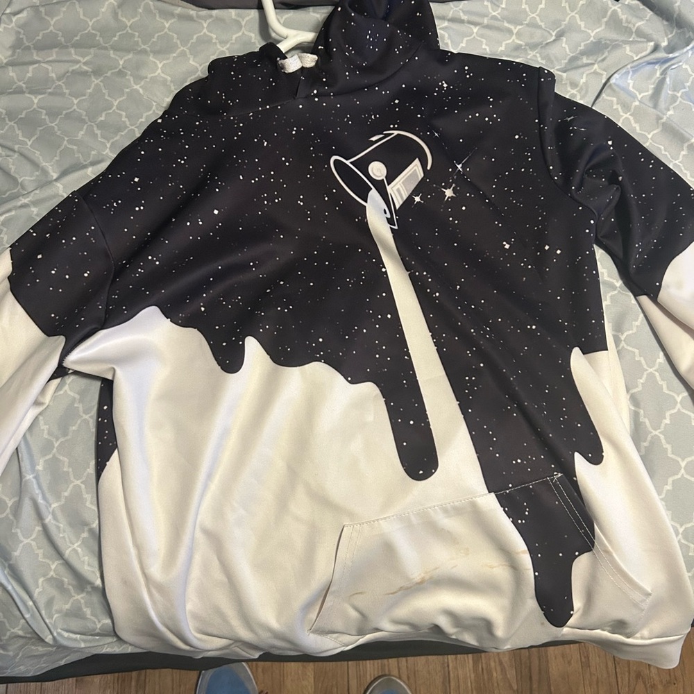 Space-Themed Black and White Hoodie